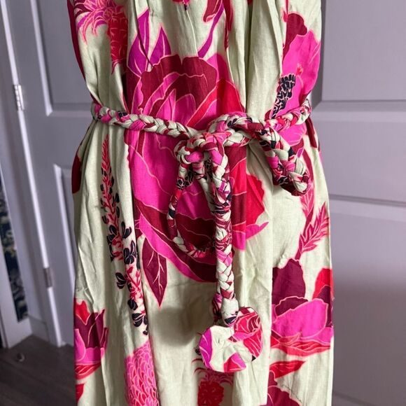 NWT FARM RIO Fresh Garden One-Shoulder Linen Floral Midi Dress Size S - Picture 3 of 12
